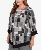 Alfred Dunner Plus Solid Patchwork Top