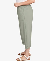 Alfred Dunner Plus Button Tab Patch Pocket Capri Pants