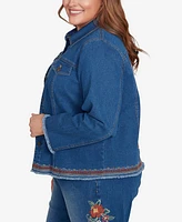 Alfred Dunner Plus Embroidered Denim Jacket