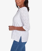 Alfred Dunner Plus Textured Split Neck Top