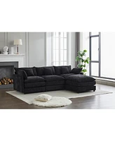 Modular Sectional Sofa, 3-Seater Sofa with Ottoman, Modern L-Shaped Sofa for Living Room Bedroom Apartment