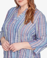 Alfred Dunner Plus Textured Stripe Top