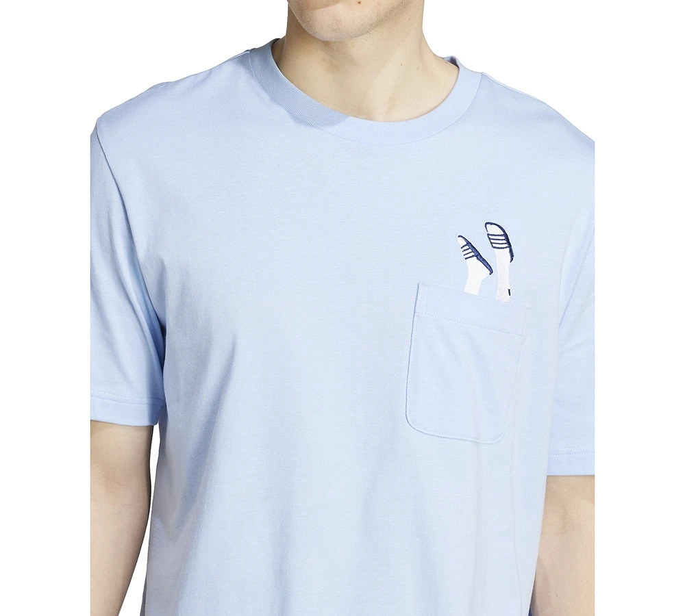 adidas Men's Slide Regular-Fit Embroidered Graphic Pocket T-Shirt