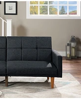 Transitional Black Sofa Bed with Wooden Legs