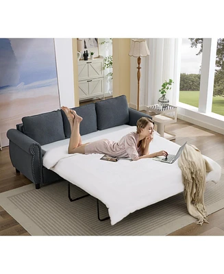 2-in-1 Queen Sleeper Sofa Bed with Memory Foam Mattress, Pull Out Couch Bed (Dark Gray