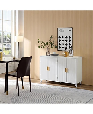 Ivory White 4-Door Sideboard Buffet with Removable Shelves