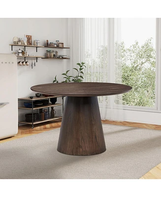 47" Round Brown Dining Table - Modern Style