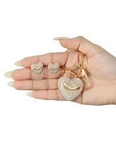 Juicy Couture Gold-Tone Pave Heart Keychain & Earrings Set