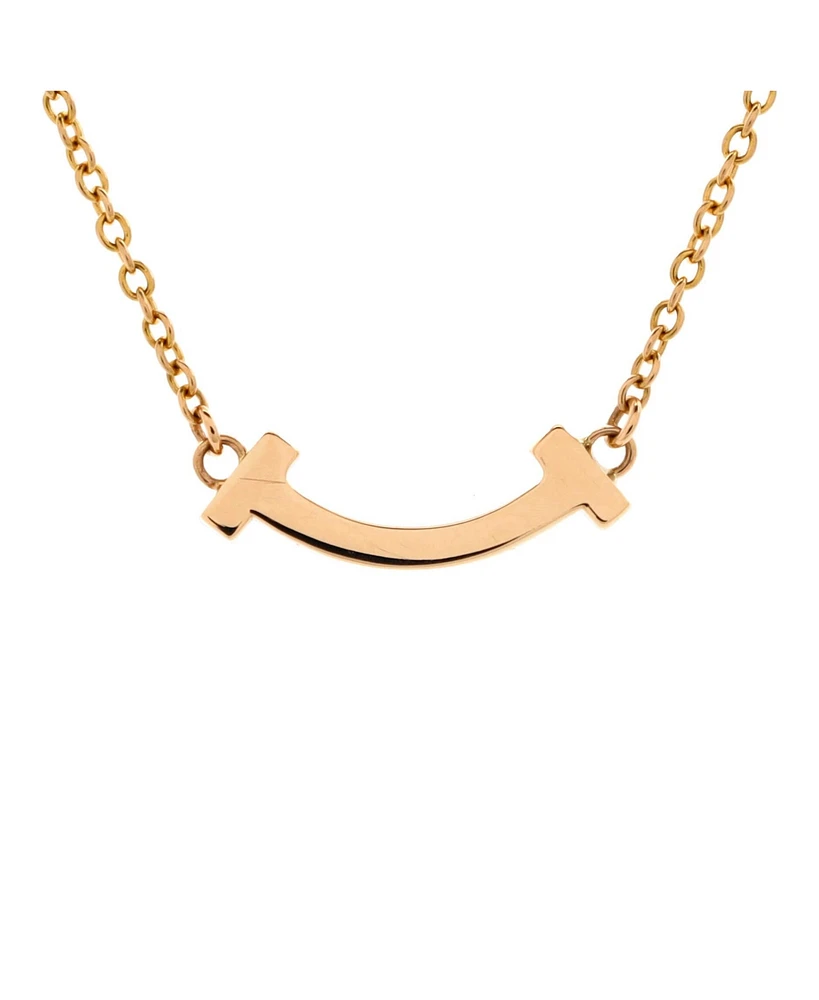 Pre-Owned Tiffany & Co. Mini T Smile Pendant Necklace 18K Gold