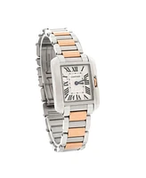 Pre-Owned Cartier Tank Anglaise Quartz Watch in Stainless Steel and Rose Gold 23mm