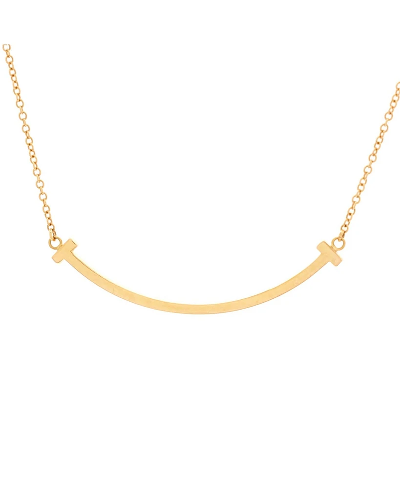Pre-Owned Tiffany & Co. Small T Smile Pendant Necklace 18K Rose Gold
