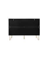 Modern 6 Drawer Dresser, Modern Dresser with Metal Handles, Storage Chest of Drawer, Wide Dresser Drawer Organizers with Carving Design for Bedroom, L