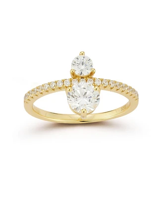 Rachel Zoe 14K Gold Plated Sterling Silver Two Stone Ring