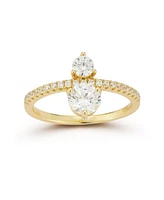Rachel Zoe 14K Gold Plated Sterling Silver Two Stone Ring