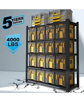 72.05 Inch Tall Black Metal Shelves with 5 Removable Dividers Are High Capacity and Load Bearing for Garages, Kitchens and Offices.