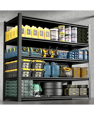 72.05 Inch Tall Black Metal Shelves with 5 Removable Dividers Are High Capacity and Load Bearing for Garages, Kitchens and Offices.