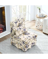 Flannel Dining Chair with Cushion and Pillow - Blue