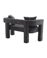 Modern Comfy 2-Seater Chenille Loveseat (Carbon Black)