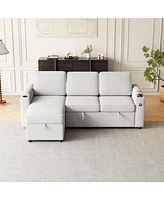 2-in-1 Sleeper Sofa with Storage & Charging Port (85.8")