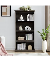 4-Tier Glass Display Cabinet with Flip-Up Doors: Collectors Showcase
