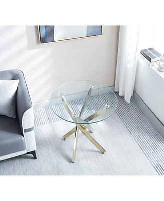 Modern Round Tempered Glass End Table With Chrome Legs