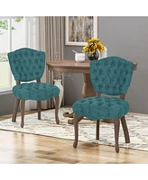 Traditional Button Tufted Dining Chair with Scrolled Legs