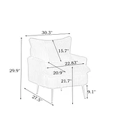 30.31 inch single chair Fashion sofa, yellow sofa, coarse corduroy fabric, soft and comfortable, suitable for apartment office living room bedroom mee