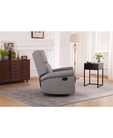 360 Degree Swivel Upholstered Manual Recliner With Nailhead Trims For LIving Room, Grey