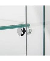 Black Tempered Glass Cabinet w/ Led, Lock & Wheels
