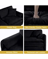 Oversized Chenille Sofa Set - Black