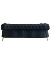 89" Chesterfield Tufted Velvet Sofa - Black