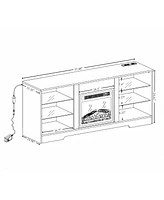 Tv Stand Electric Fireplace Glass Shelves