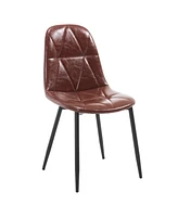 Modern Faux Leather Dining Chairs (Set of 4), High Backrest, Metal Legs