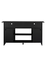 Black Entertainment Center with Infrared Electric Fireplace and Storage