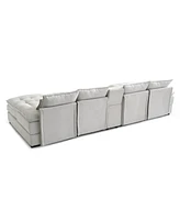 130" U-Shaped Sofa Set with Console, Cupholders, and Chaise for Living Room (White)