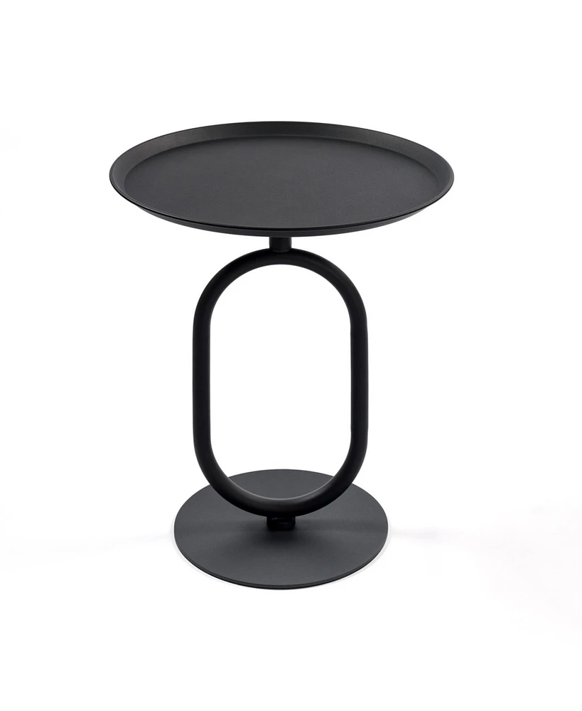 Metal End Table, Round Side Table, Small Coffee Table for Living Room