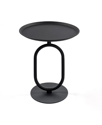 Metal End Table, Round Side Table, Small Coffee Table for Living Room