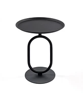 Metal End Table, Round Side Table, Small Coffee Table for Living Room