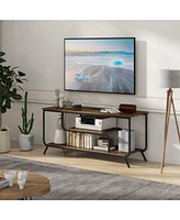Stylish Tv Stand with Outlets & Led Lights for TVs up to 55