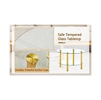 Contemporary Glass Coffee Table with Gold Legs (27.5" Top, 23.6" Bottom)