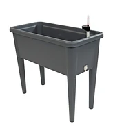 Self-Watering Raised Garden Bed with Cover - Includes Water Tube - Polypropylene Construction - Gray