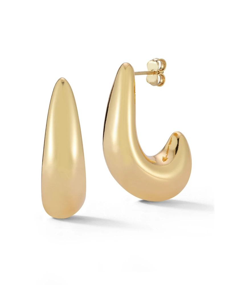Rachel Zoe Gold Plated Polished Statement J Hoop Earrings