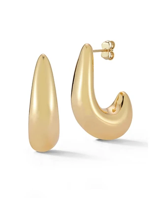 Rachel Zoe Gold Plated Polished Statement J Hoop Earrings