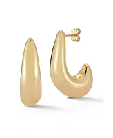 Rachel Zoe Gold Plated Polished Statement J Hoop Earrings