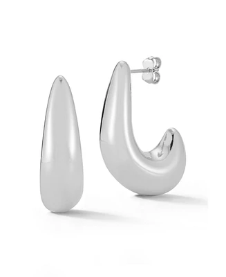 Rachel Zoe Gold Plated Polished Statement J Hoop Earrings