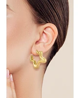 Rachel Zoe Gold Plated Puffed Star Hoop Earrings