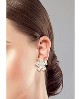 Rachel Zoe 14K Gold Plated Sterling Silver Statement Flower Omega Back Earrings