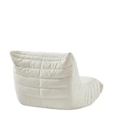 Fireside Accent Bean Bag Chair, Modern Armless Floor Sofa (Chenille, White)