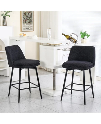 Upholstered Counter Bar Stools with Swivel and Back (Set of 2
