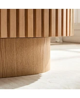 Modern Handcraft 43.7" Oval Coffee Table, Ash Finish